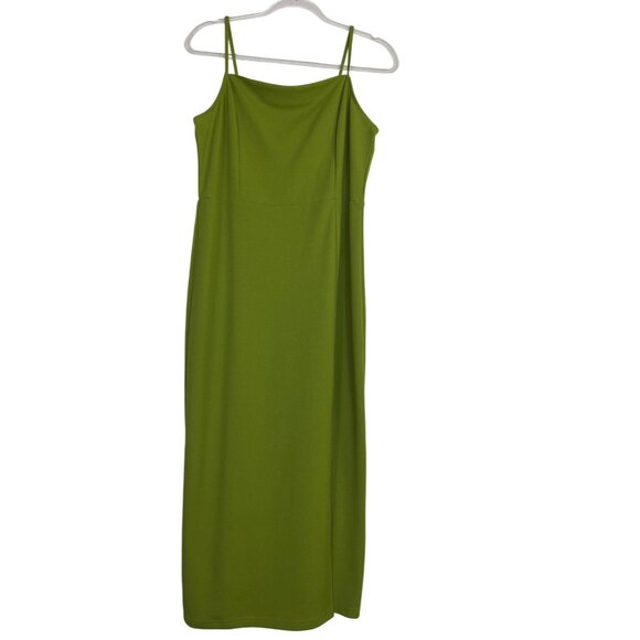 Melloday Apple Green Cocktail Midi Dress XL Stretch Sexy Bodycon Rave Y2k Party - Picture 1 of 7